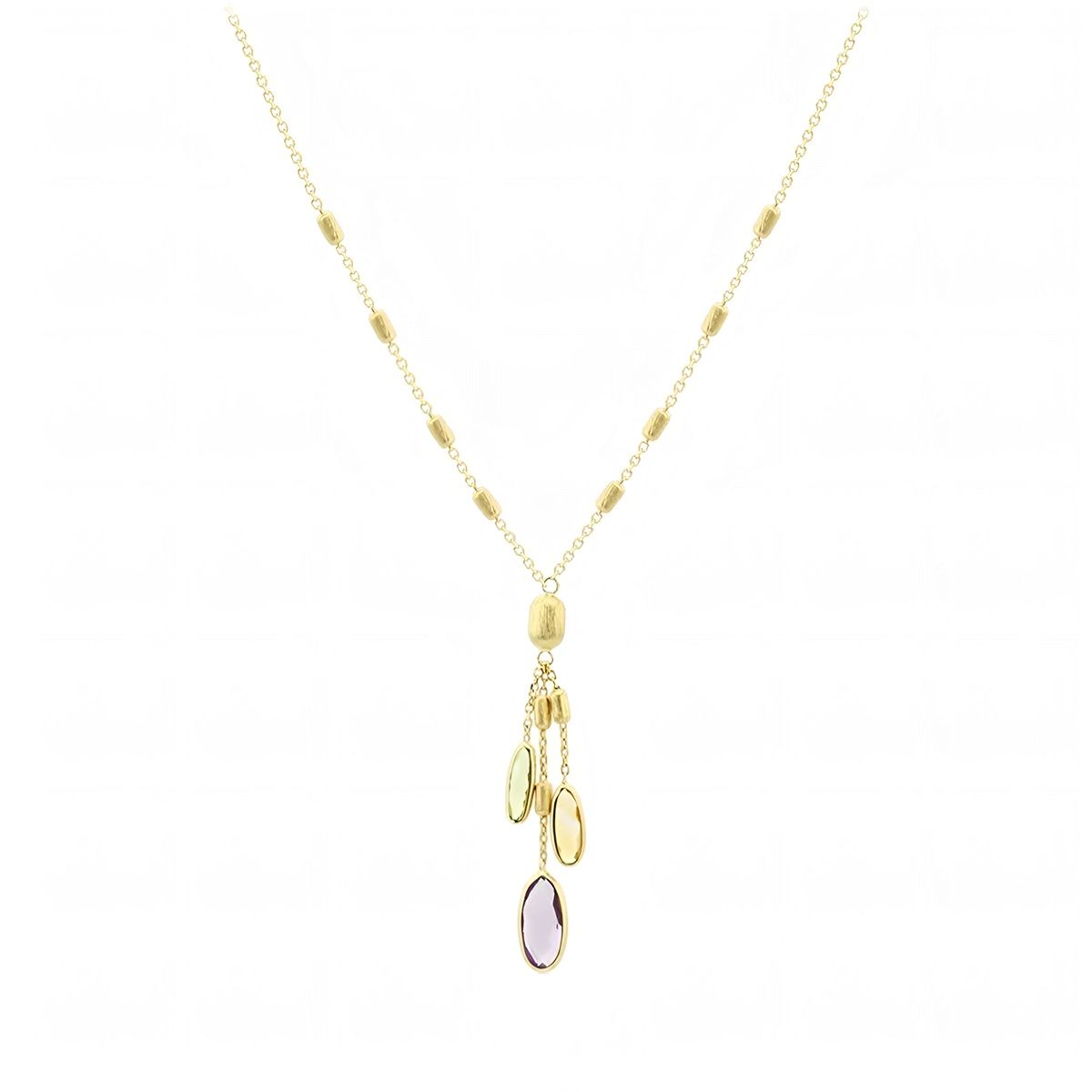 Золотое колье Палитра с аметистом, хризолитом и цитрином от торгового дома Mostar Jewellery 